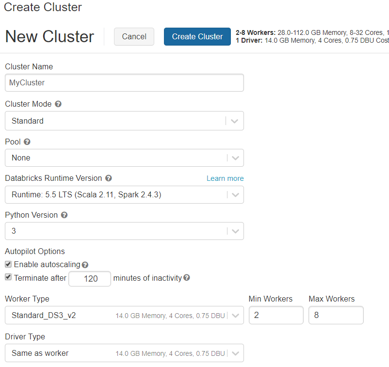 create a cluster