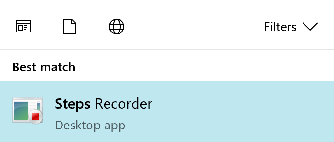 Search the Steps Recorder