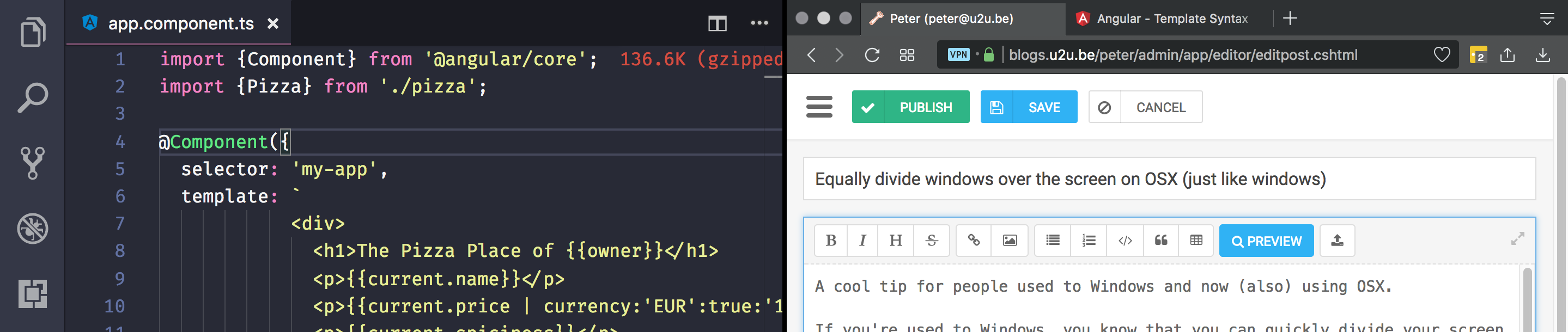 Peter | Equally divide windows over the screen on OSX (just like windows)